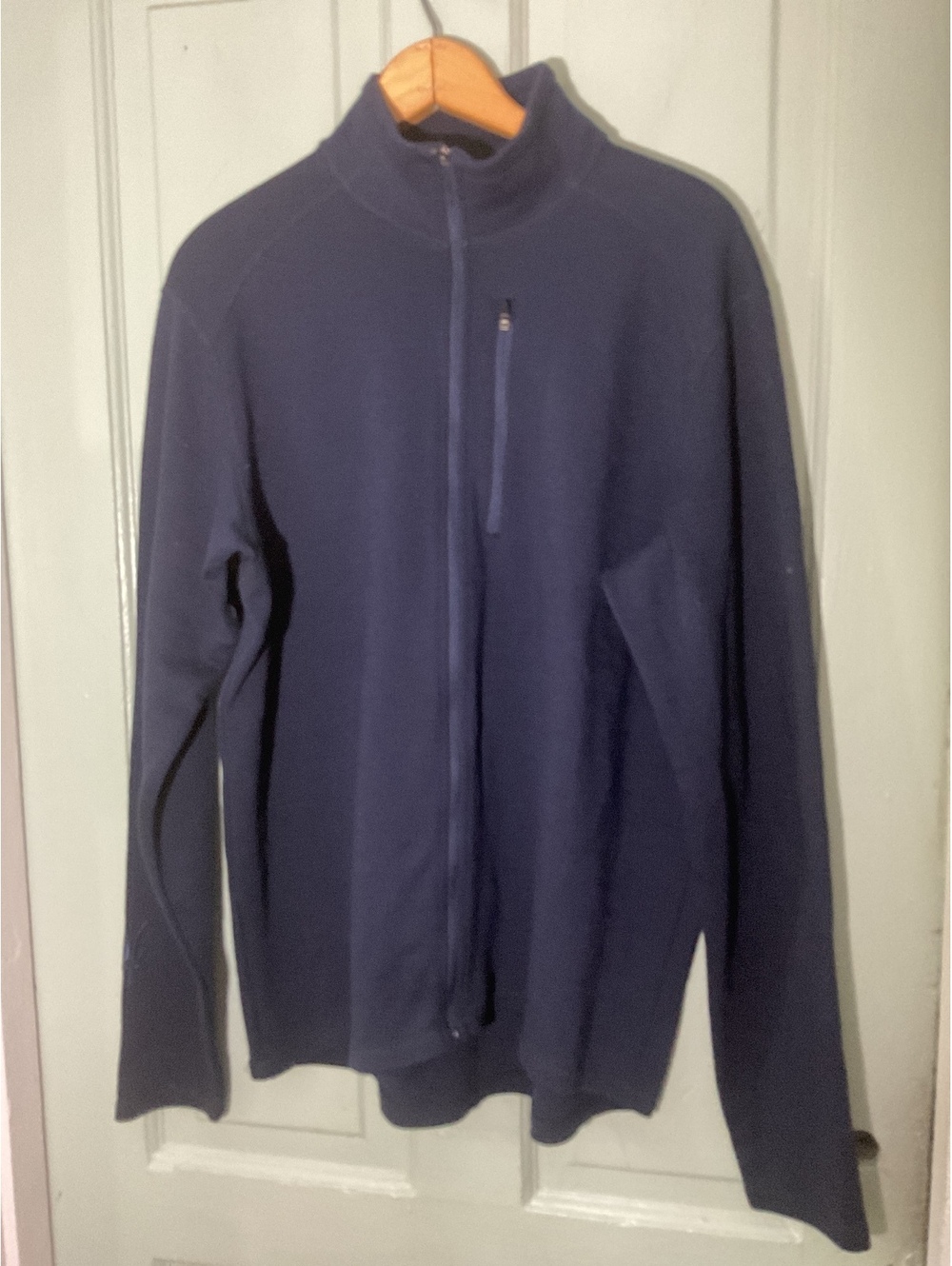 Ibex Navy Blue Full-Zip Merino Wool Jacket Large